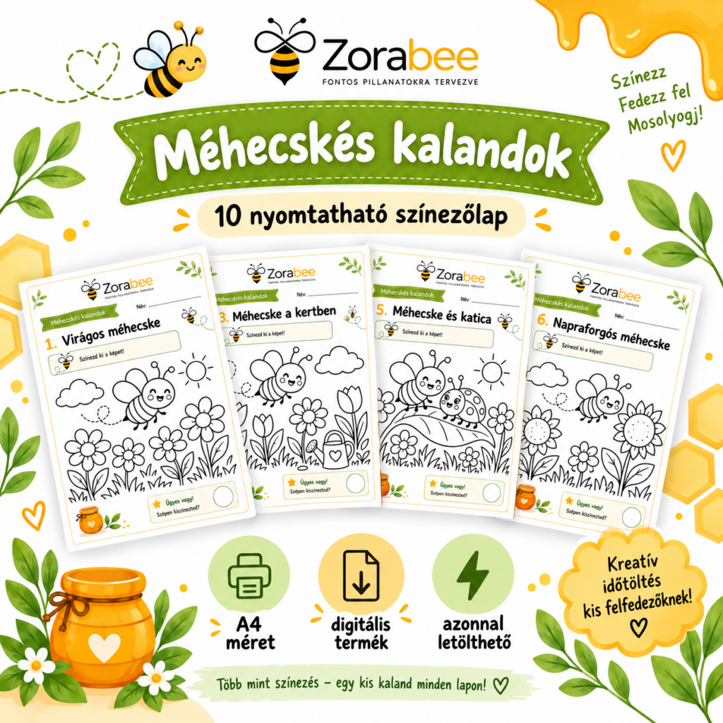 Zorabee - Színezd ki - Méhecskés kalandok