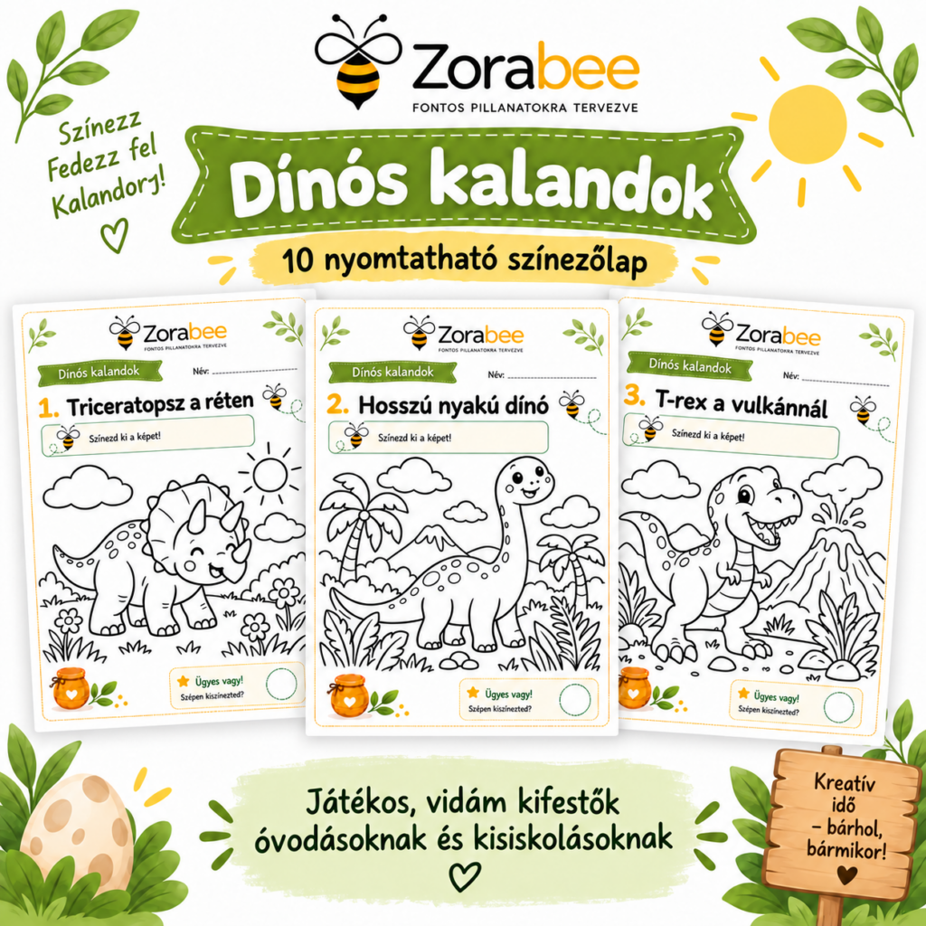 Zorabee - Színezd ki - Dínós kalandok